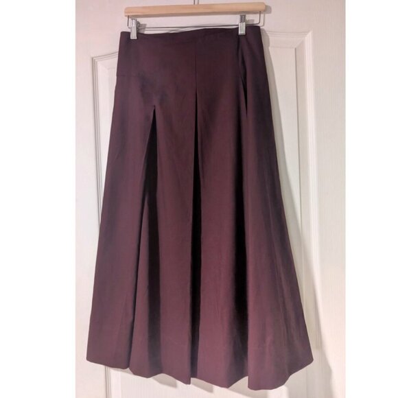 NEW Zara | High-waist Pleated Midi Skirt In Burgundy - Picture 7 of 11